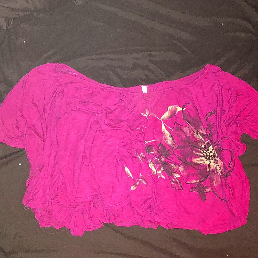 Purple off the shoulder flowy crop top